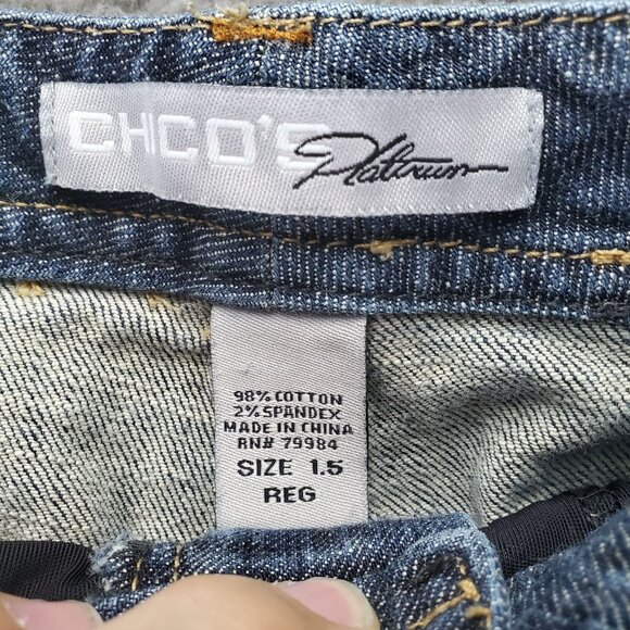 Chicos Jeans Womens Size 1.5 US 10 Blue Platinum Bootcut Stretch Denim - Picture 2 of 11